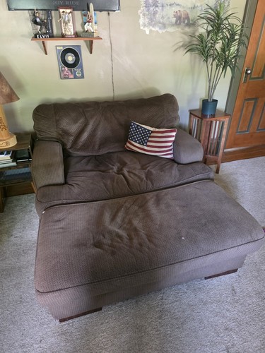 Brown fabric chaise lounge - chaise,