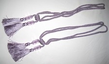 2 EMBRASSES POUR RIDEAUX CÂBLE DOUBLE TORSADE PARME A POMPON TEXTILE SATINE 58cm