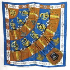 Foulard en soie Hermes Carre 90 "Cliquetis" bleu blanc 35,4 pouces