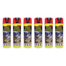 6 bombes de peinture -  Rouge fluo - Marquage - Repérage - Traceur de chantier -