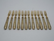 12 FOURCHETTES MANCHES VERMEIL DECOR LOUIS XVI POINCON MINERVE