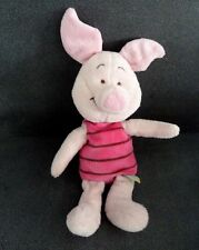 G6- PELUCHE DOUDOU PORCINET DISNEY BABY NICOTOY ROSE FONCE RAYE ETIQUETTE FLEUR