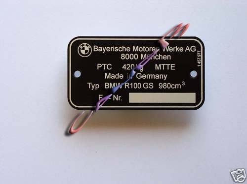 Plaque bmw r100 gs - r100,