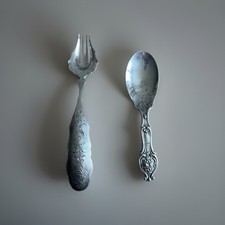 2 PIÈCES EN ARGENT MASSIF ÉTRANGER CUILLÈRE FOURCHETTE