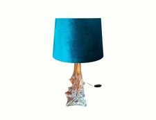Lampe de la Cristallerie LORRAINE LEMBERG-LES-BITCHE avec un abat-jour en velous