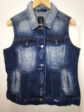GILET EN JEAN STYLE DELAVE USEE HARLEY DAVIDSON, FEMME TAILLE M