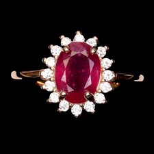 925 Argent Sterling Ovale Rubis 8x6mm Simulé Zircone Plaqué or Rose Bague 5