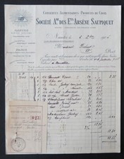 Billhead Facture NANTES 1905 conserverie ARSENE SAUPIQUET illustrée 121