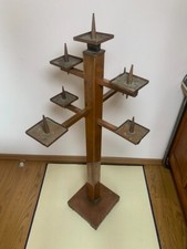 RARE ancien magnifique  Candelabre PORTE CIERGE EGLISE CUIVRE Alsace Années 1900