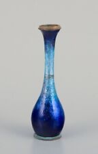 Fauré et Marty pour Limoges, France. Vase émaillé à décor bleu.