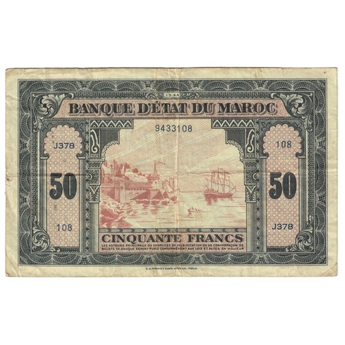 Billet maroc 50 francs - billet,, maroc,