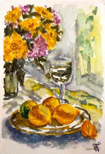 Peinture citrons nature morte
