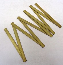 Mètre pliable de couturière ancien en métal - Mercerie vintage