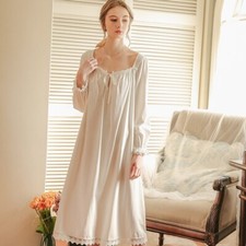 Femme Chemise de Nuit Nightgown Pyjama Dentelle Ruche Desseré Coton Mignon Rétro
