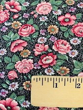 Vintage Black Floral Fabric