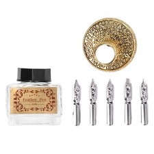 Stylo Cadeau Écriture Fluide Plume D'oie Vintage Stylo Plume Calligraphie Jaune