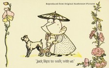 carte postale édit New York 70's fillette SUNBONNET, vierge, état neuf