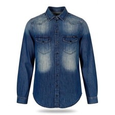 Chemise Femme Diesel De-Pratt 2XS Denim Western Lave Boutons Snap Col Écarté