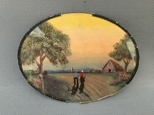 Ancien cadre ovale en verre dessin vintage pub lingerie MAURAS Voiron 