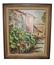 Tableau huile sur panneau Village de Lauret signé et encadré