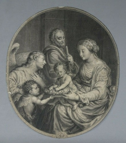 Gravure sainte famille ange - gravure,