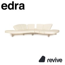 Edra Flap Cuir Canapé D'Angle Crème Blanc Fonction Manuelle