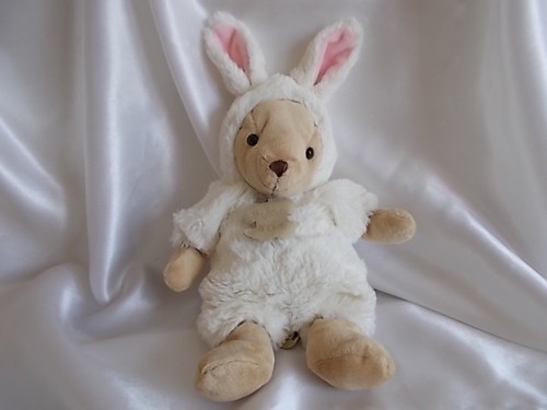 Doudou lapin beige fourrure - lapin, beige,
