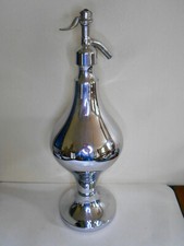 Ancien grand siphon eau de seltz métal chromé syphon design 1960 style art déco