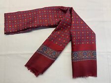 BELLE ECHARPE ETOLE HOMME 100 % SOIE LAINE BORDEAU BLEU MONOGRAMME CACHEMIRE