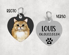 Médaille pour chat Sibérien personnalisée avec nom et numéro de téléphone