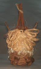 ?  pere noel en bois et cordelette décoration sapin ? crèche santa claus 16cm