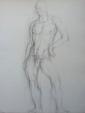 RENE LEIDNER (1921-2004) SCENE EROTIQUE NU MASCULIN HOMME NU DATEE 1968 (29)