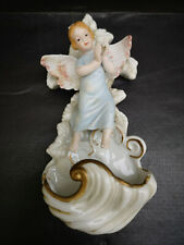 Bénitier porcelaine polychrome biscuit Très bon état hauteur 21 cms