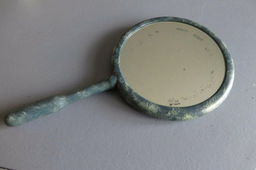 Ancien miroir main rond - ancien,
