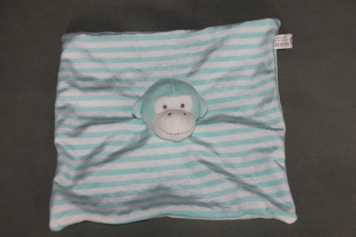 Doudou singe plat rayé bleu - ,