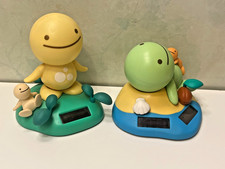 Lot 2 Solar eco figure Bobble Head Tomy Nohohon Zoku vintage hidamari no tami