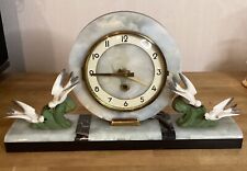 Pendule De Cheminée Marbre Oiseaux Vintage 