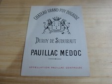 étiquette vin ancienne chateau Grand Puy Ducasse Pauillac Médoc grand cru classé