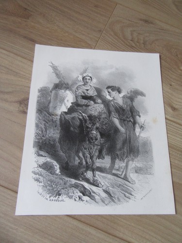 Gravure 1880 originale ange - gravure, l'ange