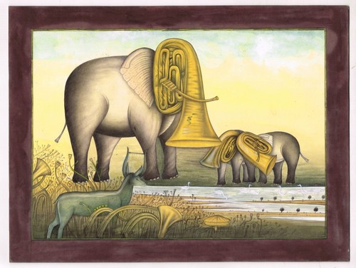 Peinture éléphant avec un - peinture,