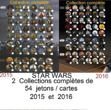2015 et 2016  STAR WARS Lot 2 Collections complètes  Cartes / Jetons  Leclerc  