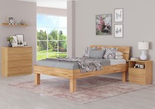 Lit extra stable haut en bois massif 140x220 Lit pour personnes âgées