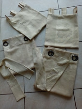 DOUBLE RIDEAUX OEILLETS 137X 163 + 2 HOUSSES DE COUSSIN + 2 EMBRASES