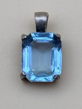 Pendentif Argent Et Pierre Bleu Aigue Marine 