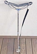 vintage CANNE SIEGE support PIED portable pliable PAKISTAN assise CUIR pic BATON