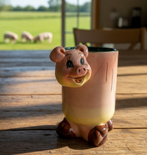 Tasse Cochon Rose 3D Avec Pieds Marron Mug Kitsch Animal Rigolo Cadeau Fan Pig