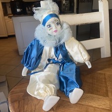 poupée PIERROT tête, jambes, bras porcelaine  vintage Colombine Peint Main 40 Cm