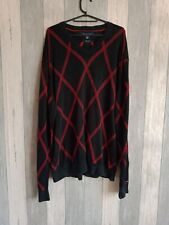 Pull Vintage Tommy Hilfiger Taille Xxl Noir Et Rouge Matière Soie Et Coton
