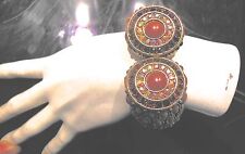  BRACELET SIGNED YUHONG, GOLD PLATED, CRIMPED COLORS RHINESTONES 