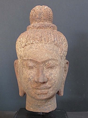 Tête bouddha khmer en - tête,